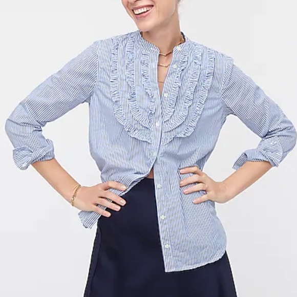 J. Crew Tops - J crew ruffle front shirt